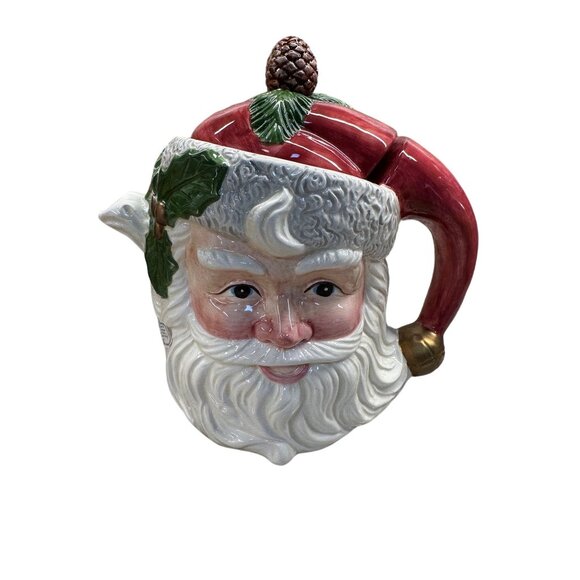 Vtg 1993 Fitz And Floyd Omnibus Santa Claus Hand-Painted Ceramic Teapot Gift - Picture 1 of 13